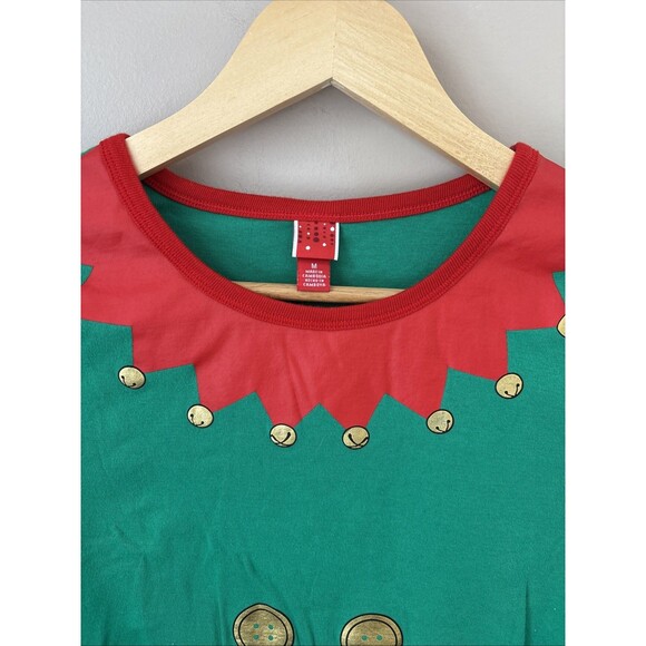 Wondershop Women’s Medium Elf Pajama Top Green Holiday Long Sleeve - Picture 3 of 6